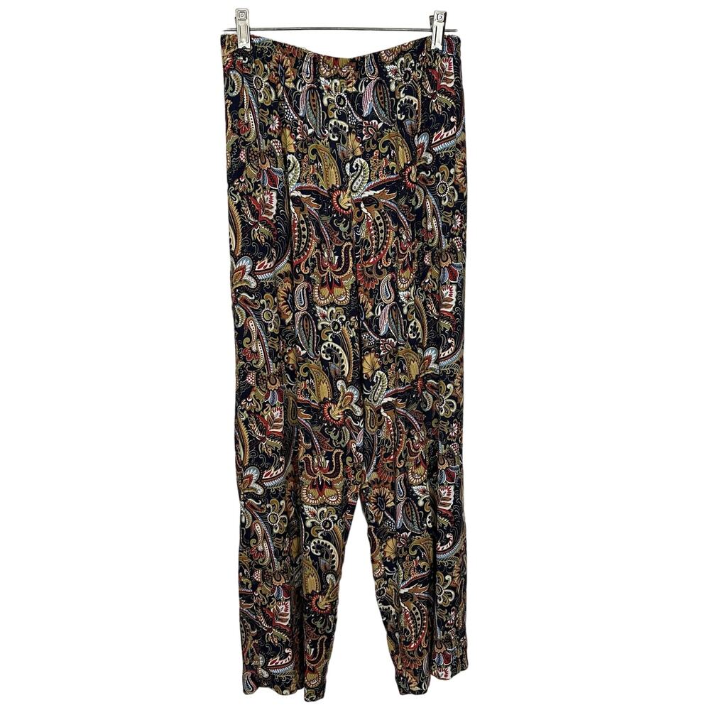 Vintage Willow Ridge Pull On Pants Womens M Petite Bohemian Paisley Retro Hippie